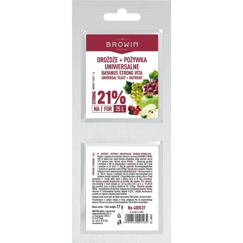 Drożdże Bayanus + pożywka - Uniwersalne - 21%