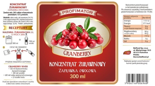 Koncentrat owocowy 300 ml żurawina na nalewki likiery