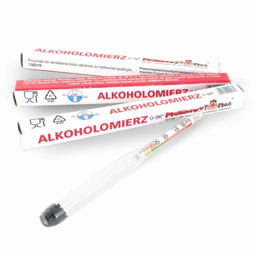 Alkoholomierz szklany do spirytusu wódki mały 0-96