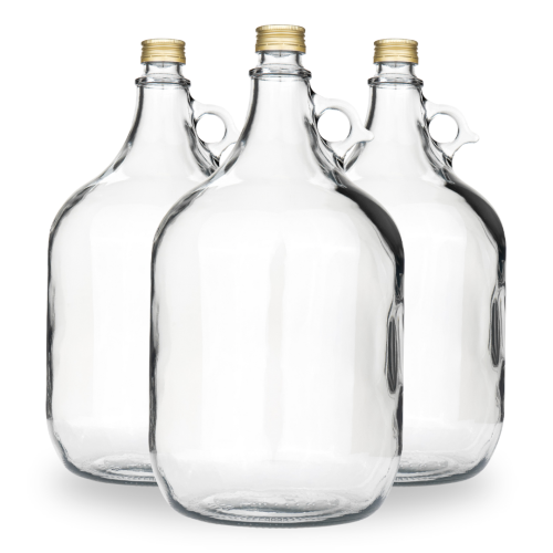 Zestaw 4 sztuk Gąsior galon szklany z uchem dama z grubego szkła 5L na zakrętkę