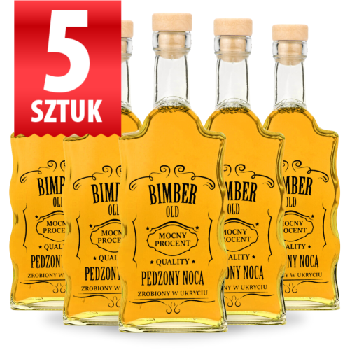 Butelka Warta korek 500 ml z nadrukiem Bimber Pędzony Nocą zestaw 5 sztuk