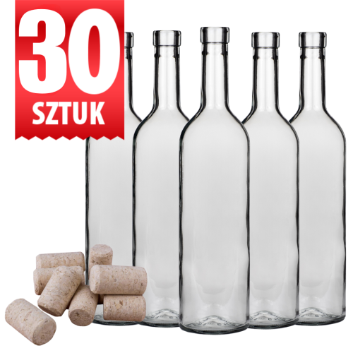 Butelka bezbarwna Bordeaux 750 ml na wino 30 sztuk 