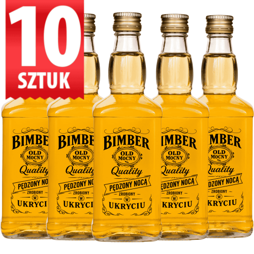 Butelka Jack 500 ml z nadrukiem Bimber Quality na bimber fi 28 mm 10 sztuk