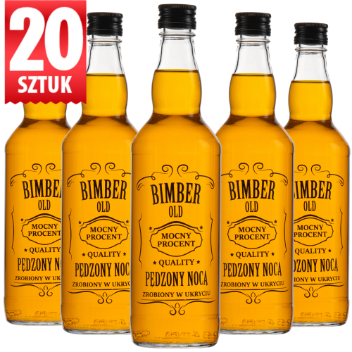 Butelka Monopolowa "Połówka" 500 ml + nadruk Bimber Pędzony Nocą 20 sztuk