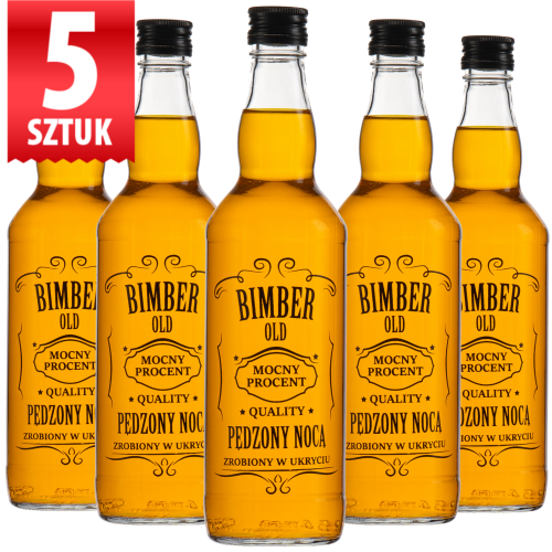  Butelka Monopolowa "Połówka" 500 ml + nadruk Bimber Pędzony Nocą 5 sztuk