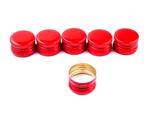 Zakrętka metalowa fi 28 mm - czerwona do butelek