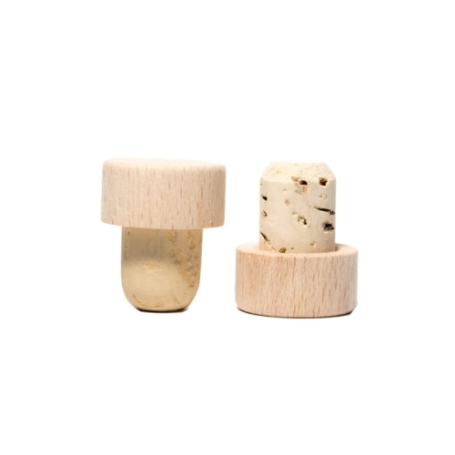 Korek grzybek z drewnianą główka fi 18,5 mm do butelek