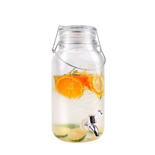 Słój z kranikiem i pokrywą szklaną 4L